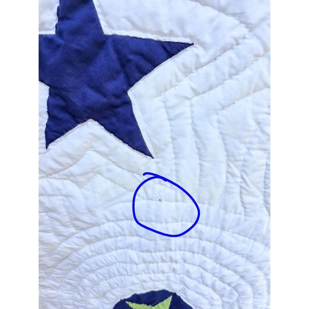 Handmade Bright Celestial Quilt Wholecloth Applique 84